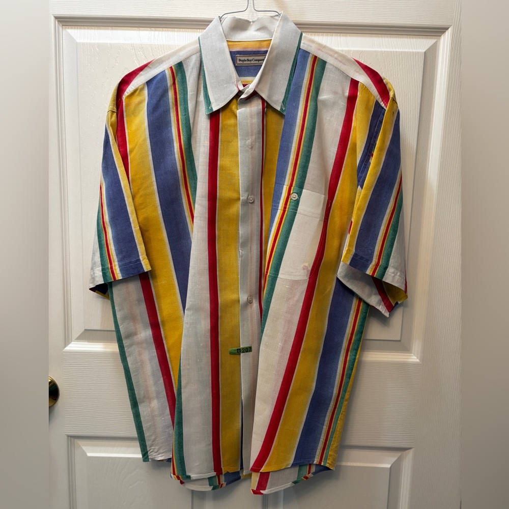 Multicolor Striped Men's Shirt Size XL